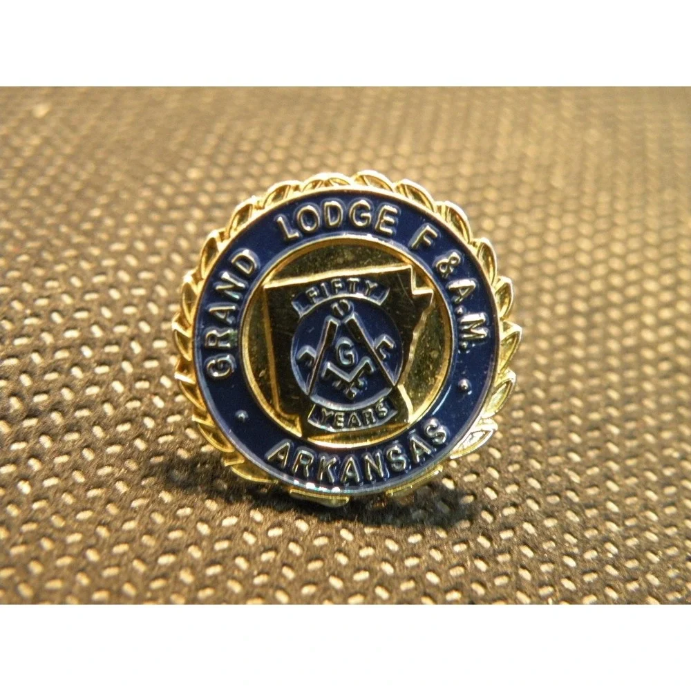 Masonic Grand Lodge F&AM Arkansas 50 Years 1838 Lapel Pin Freemasonry